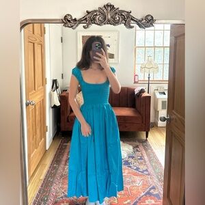 La Ligne Vivian Square-Neck Dress in Teal / Blue